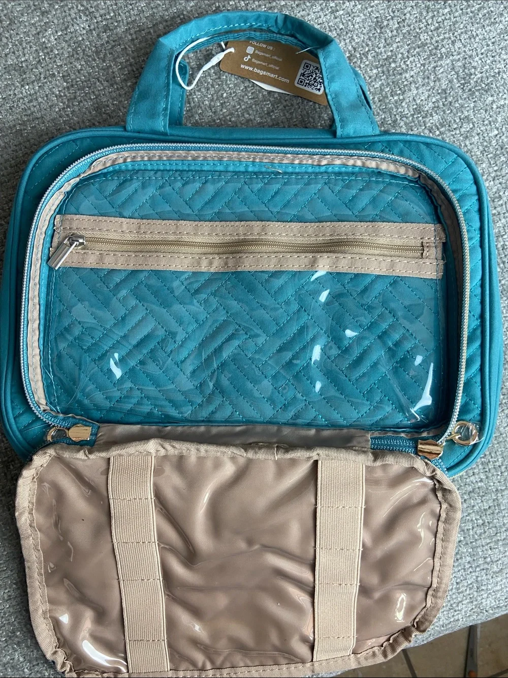 Bagsmart Quilted Teal Travel Tote Bag